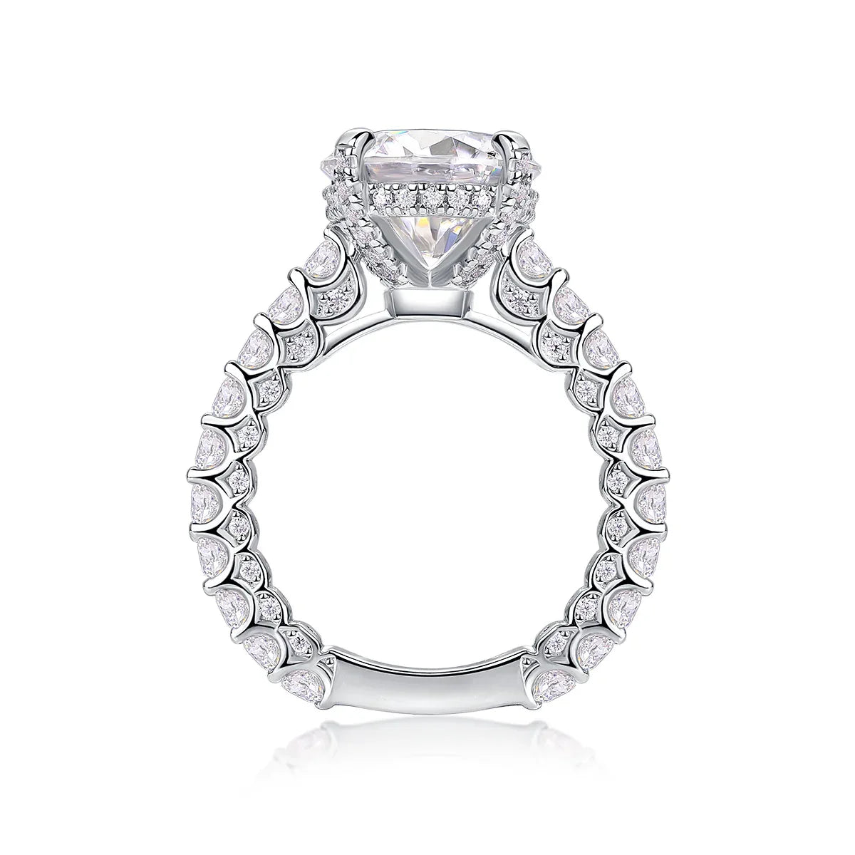 Affectionate And Tender - A 5-carat S925 Silver Diamond Wedding Ring Set With Top-quality Moissanite And Platinum Plating. The Ring Can Be Inspected With A Diamond Pen - AURIEVAA
