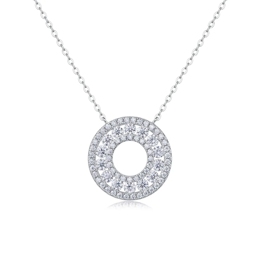 Reciprocating Luxury Fashion Diamond Pendant Necklace Set With Mosan Diamond Silver Ornaments - AURIEVAA