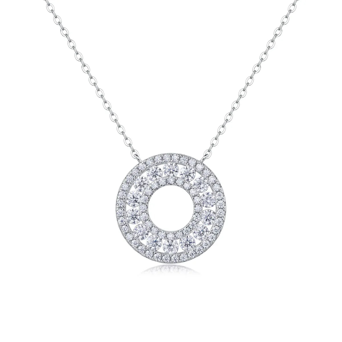 Reciprocating Luxury Fashion Diamond Pendant Necklace Set With Mosan Diamond Silver Ornaments - AURIEVAA