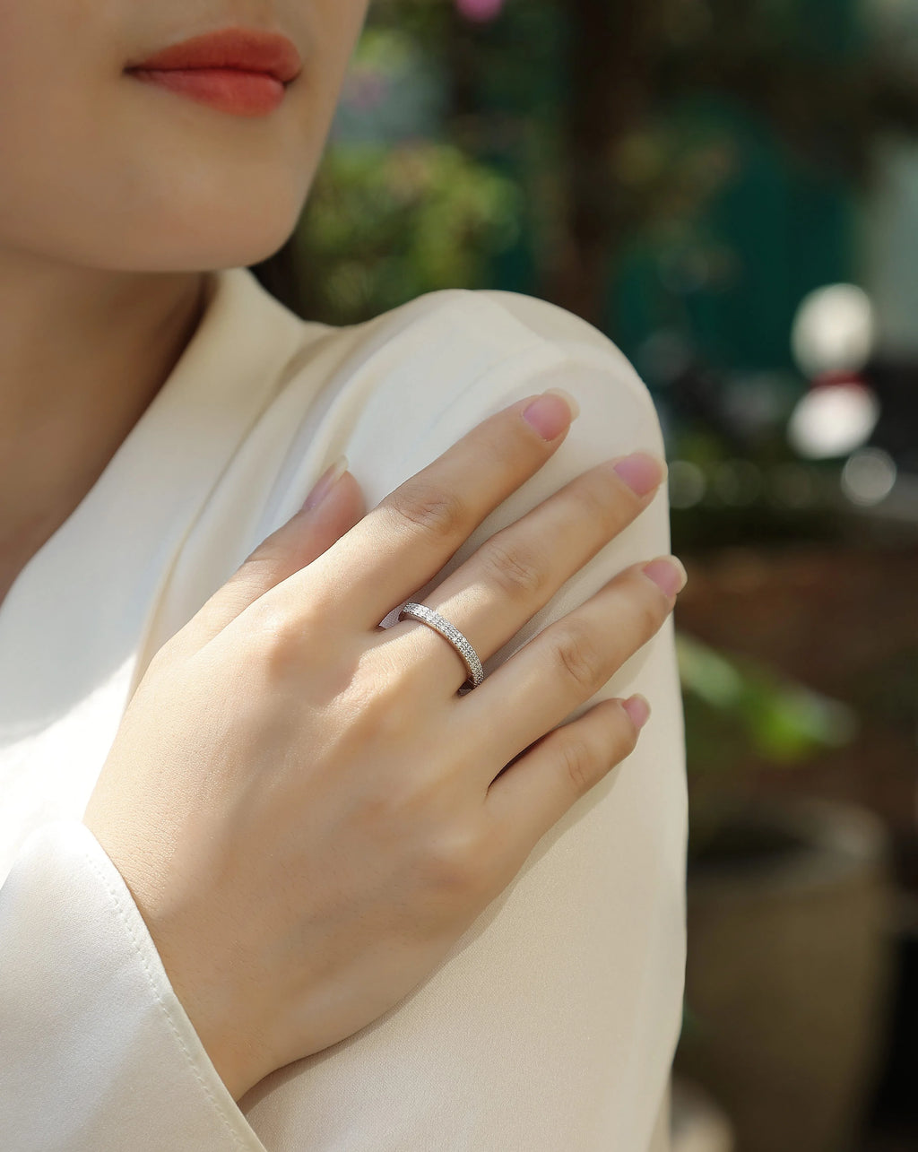 For Love - A Wedding Ring Set With Top-quality Moissanite S925 Silver And Platinum-plated Diamond Can Be Tested With A Diamond Pen. The Ring Is In Gold And Rose Gold - AURIEVAA