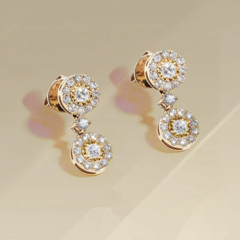 Women's Metal Diamond Round Zircon Stud Earrings - AURIEVAA