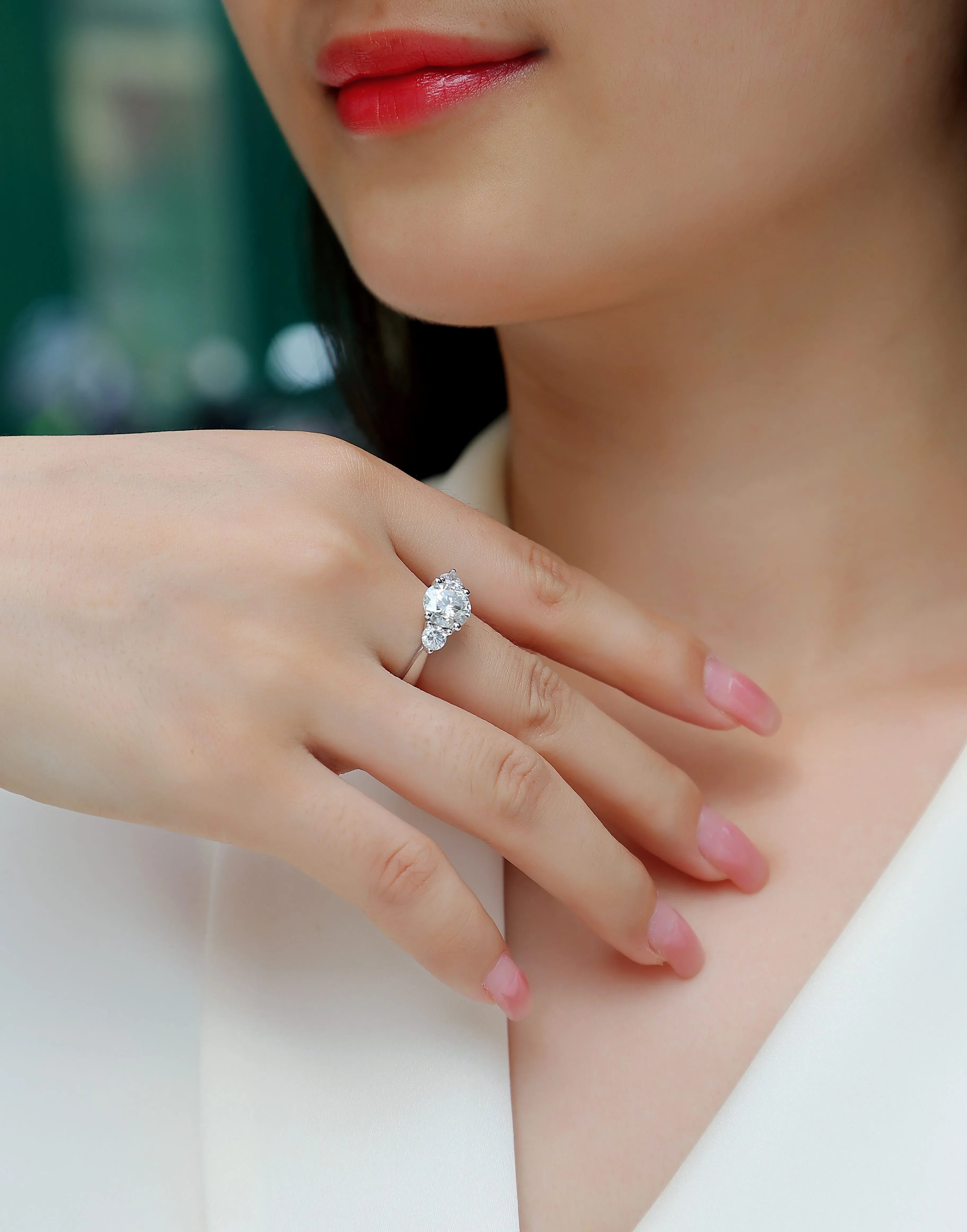 Three Reincarnations - A Wedding Ring Set With 2-carat Top-quality Moissanite S925 Silver And Gold-plated Diamond. The Ring Can Be Tested With A Diamond Pen - AURIEVAA