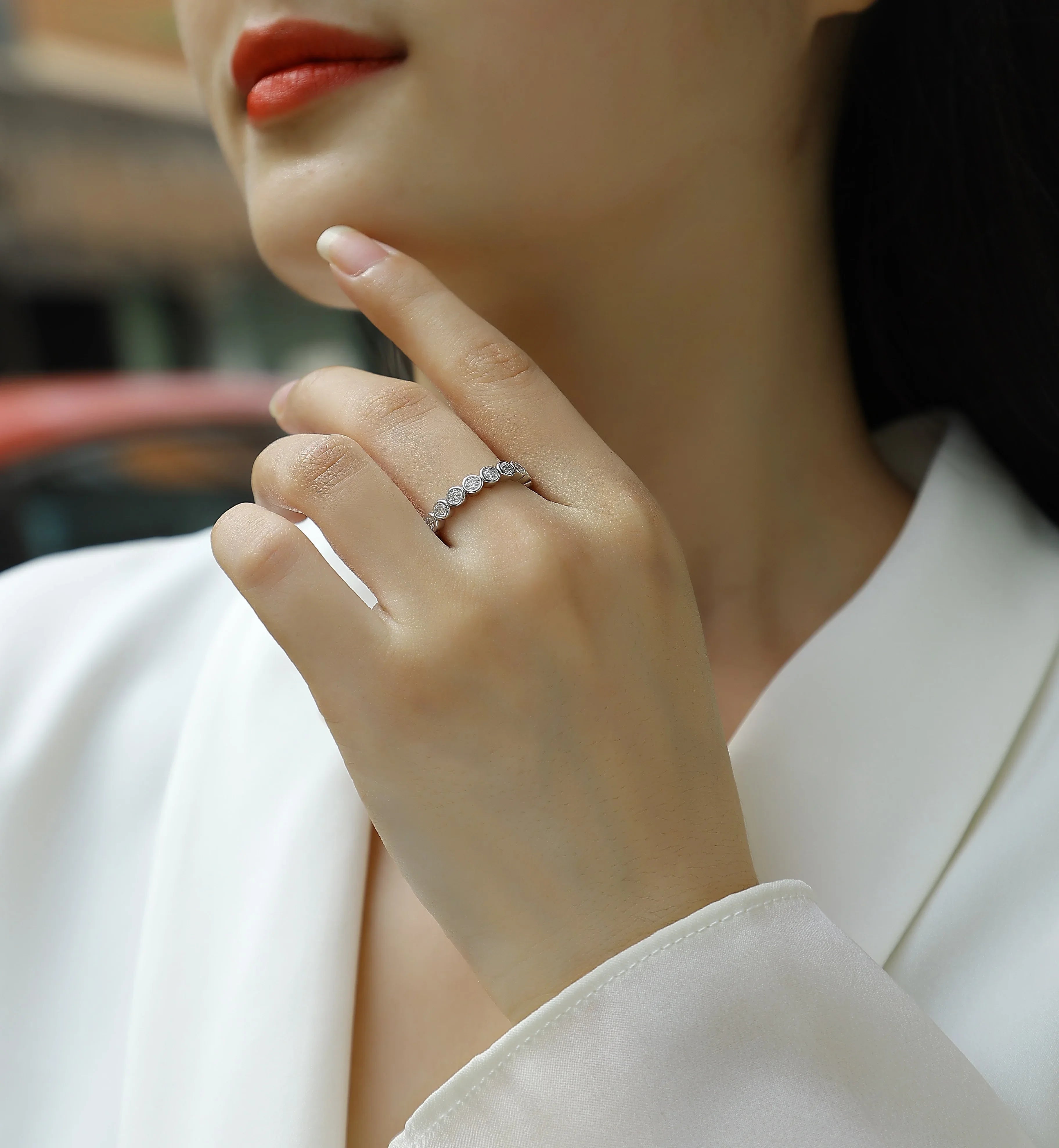 Emerging From The Cocoon - A Wedding Ring Set With Top-quality Moissanite S925 Silver And Platinum-plated Diamond Can Be Tested With A Diamond Pen. The Ring Is In Gold And Rose Gold - AURIEVAA