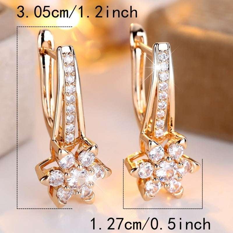 Round Zircon White Diamond Flower Full Diamond Ear Clip European And American Fashion High-grade Earrings - AURIEVAA