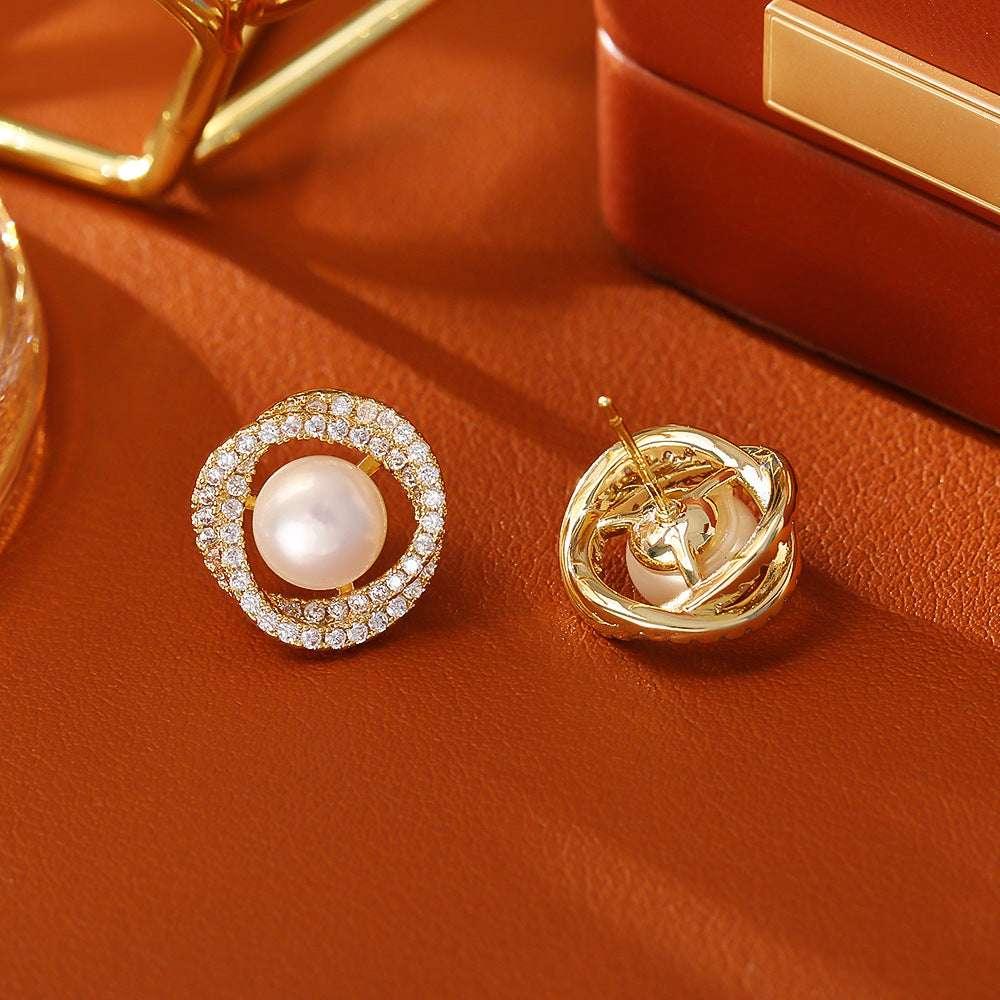 Natural Pearl Winding Ear Studs High Sense Fashion Exquisite And Versatile - AURIEVAA