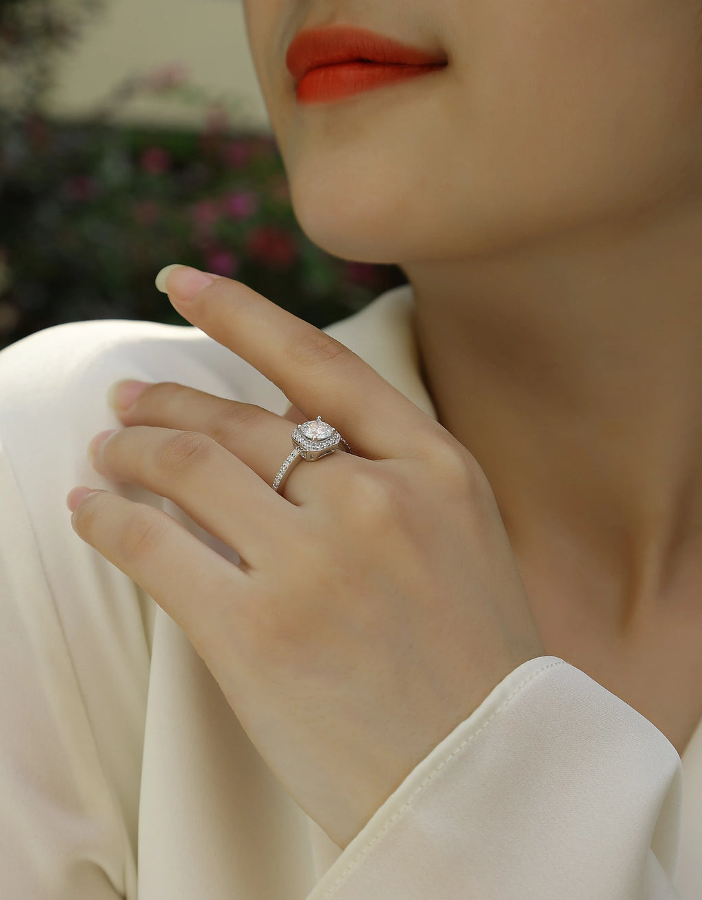 A Wonderful Connection - A Wedding Ring Set With 1-carat Top-quality Moissanite S925 Silver And Platinum-plated Diamond. The Ring Can Be Tested With A Diamond Pen - AURIEVAA