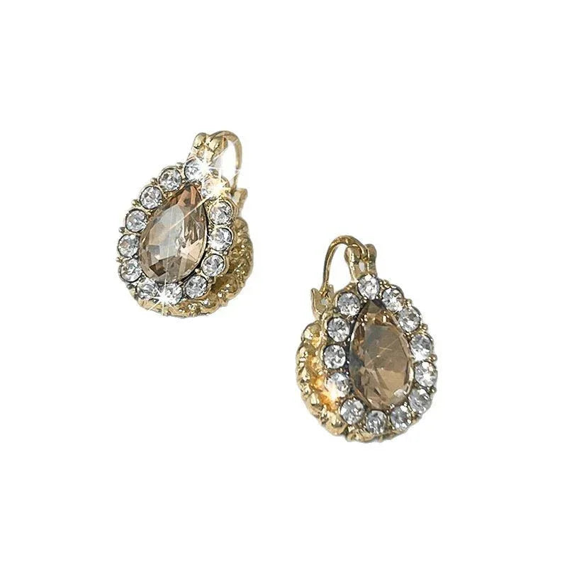 Fashion Double-sided Rhinestone Zircon Water Drops Ear Clip - AURIEVAA