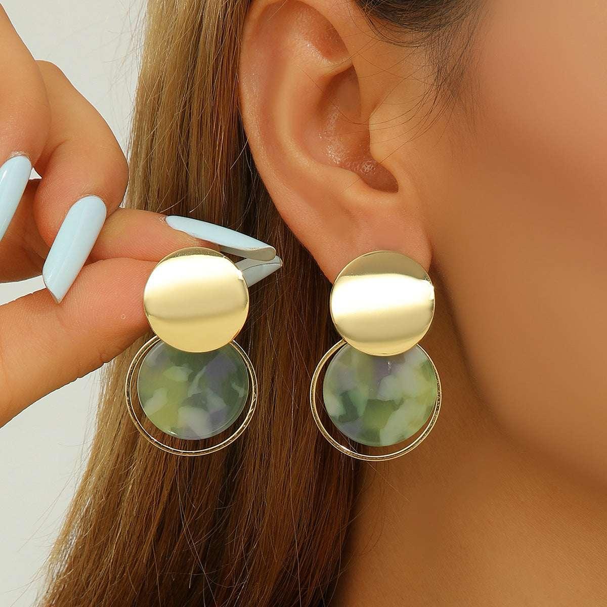 Japanese And Korean Fashion Matte Marble Pattern Earrings - AURIEVAA