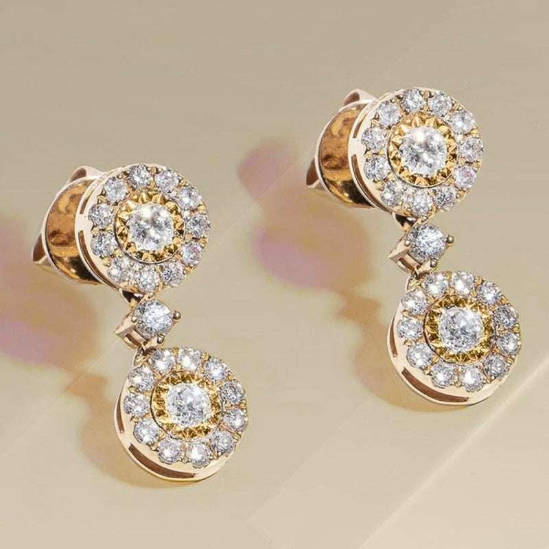 Women's Metal Diamond Round Zircon Stud Earrings - AURIEVAA