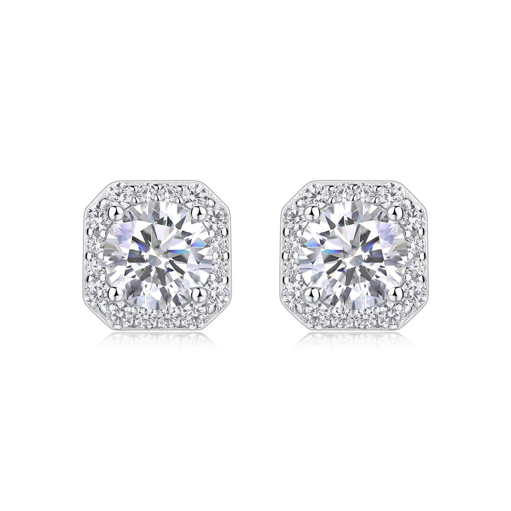 Heart Rose Luxury Fashion Diamond Earrings Stud Set With Mosan Diamond Silver Ornaments - AURIEVAA