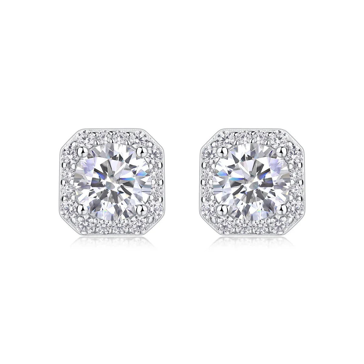 Heart Rose Luxury Fashion Diamond Earrings Stud Set With Mosan Diamond Silver Ornaments - AURIEVAA