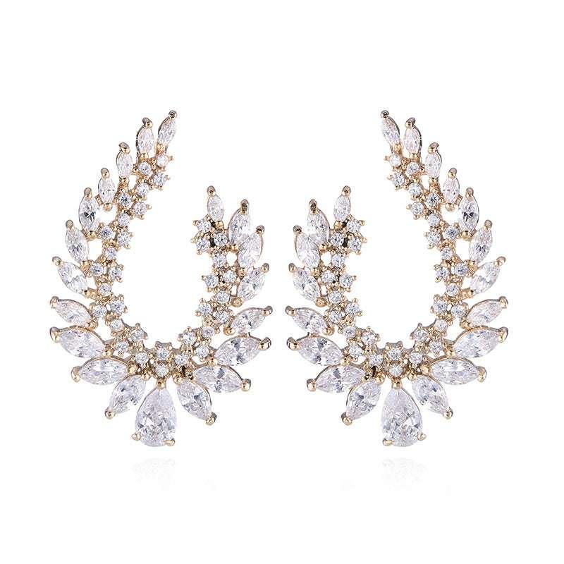 Exaggerated Micro-set Zircon Earrings With Stylish Copper Setting - AURIEVAA