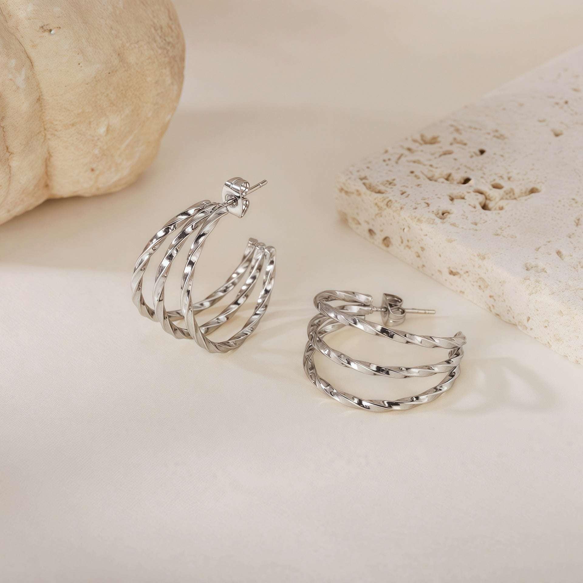 Geometric Line Splicing Earrings Hypoallergenic - AURIEVAA