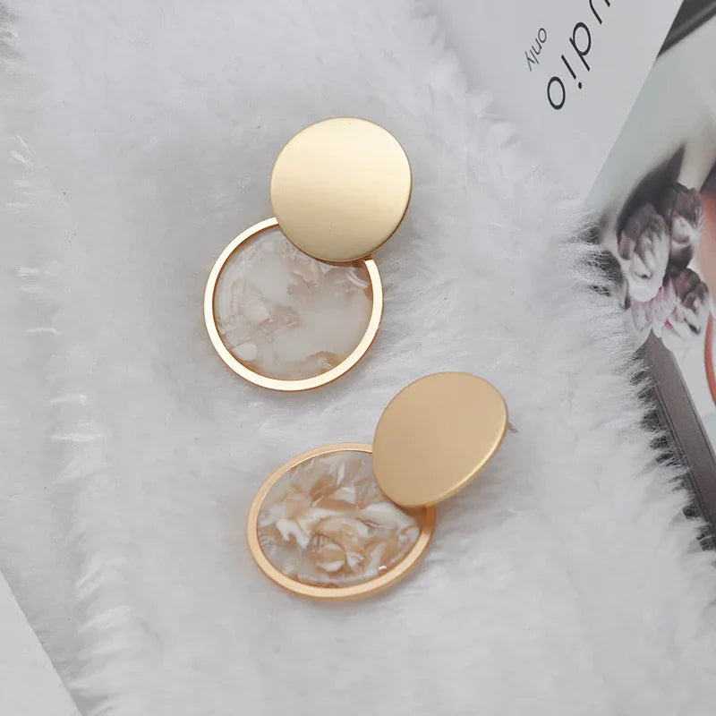 Japanese And Korean Fashion Matte Marble Pattern Earrings - AURIEVAA