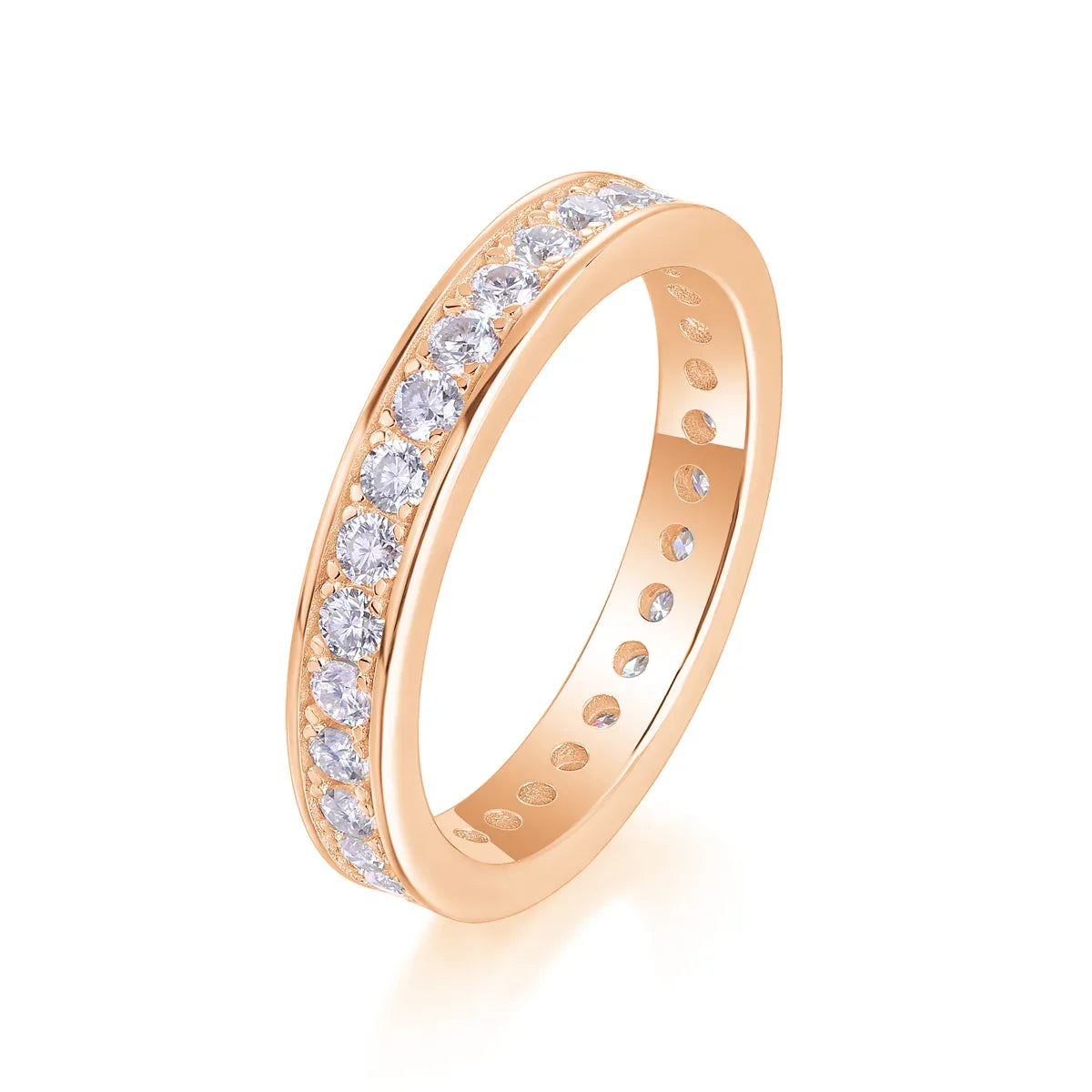 Trajectory - Set With Top-quality Moissanite S925 Silver And Platinum-plated Diamond Wedding Ring, The Ring Can Be Tested With A Diamond Pen In Gold And Rose Gold - AURIEVAA