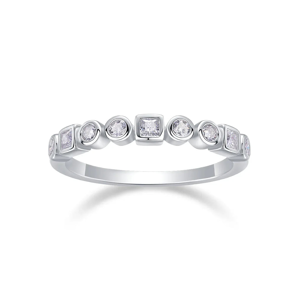 A Wedding Ring Set With Moissanite S925, Silver And Platinum-plated. - AURIEVAA