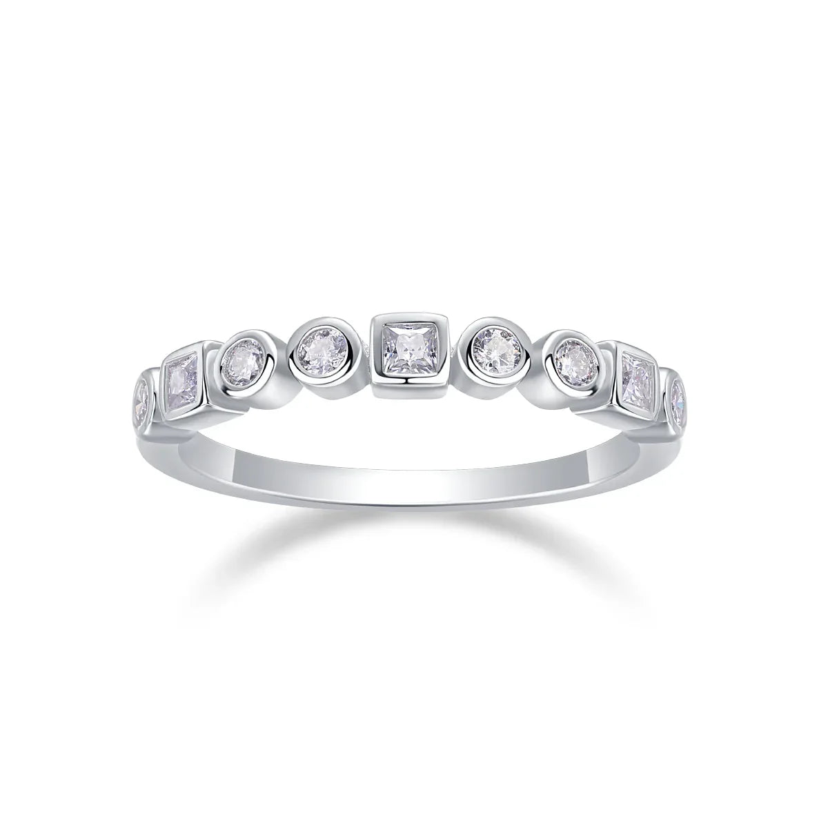 A Wedding Ring Set With Moissanite S925, Silver And Platinum-plated. - AURIEVAA