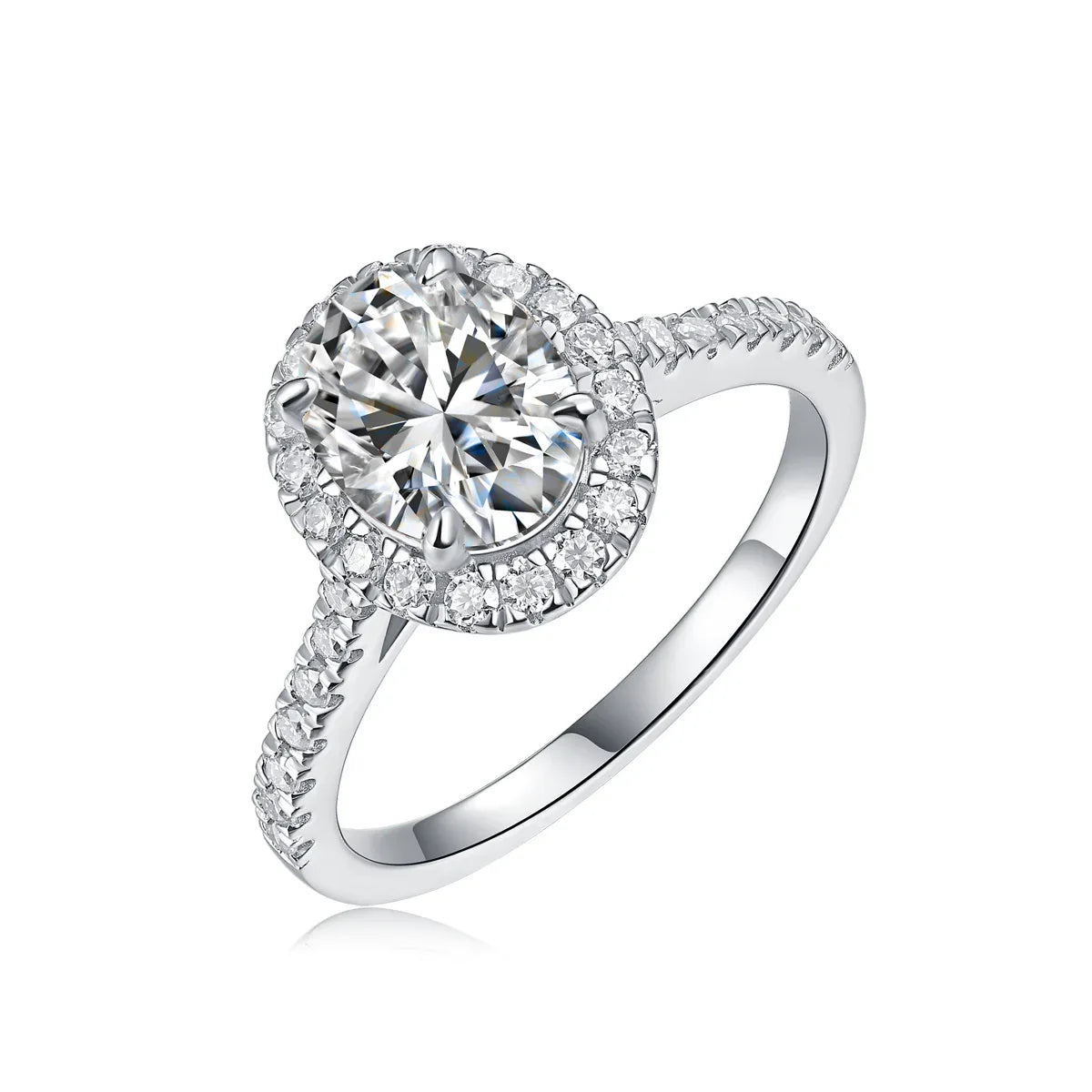 Audrey - Set With Top-quality Moissanite S925 Silver And Platinum-plated Diamond Wedding Ring. The Ring Can Be Inspected With A Diamond Pen - AURIEVAA