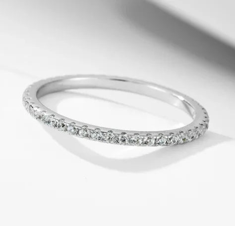 S925 Sterling Silver Super Shiny Ice Flower Cut Zircon Ring Suit - AURIEVAA