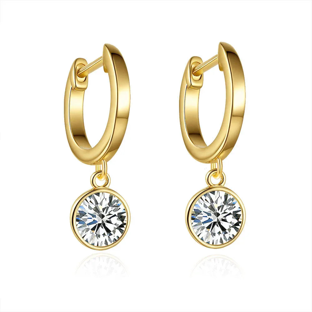 S925 Silver Ladies Round Studs Simple Moissanite Earrings - AURIEVAA