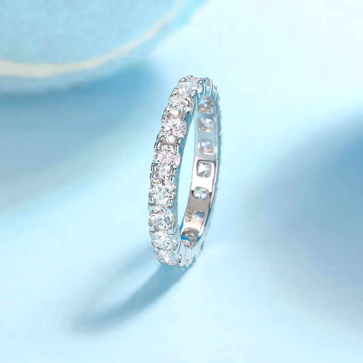 Van Gogh Starry Sky - A Wedding Ring Set With 0.1-carat Top-quality Moissanite S925 Silver And Platinum-plated Diamond. The Ring Can Be Inspected With A Diamond Pen - AURIEVAA