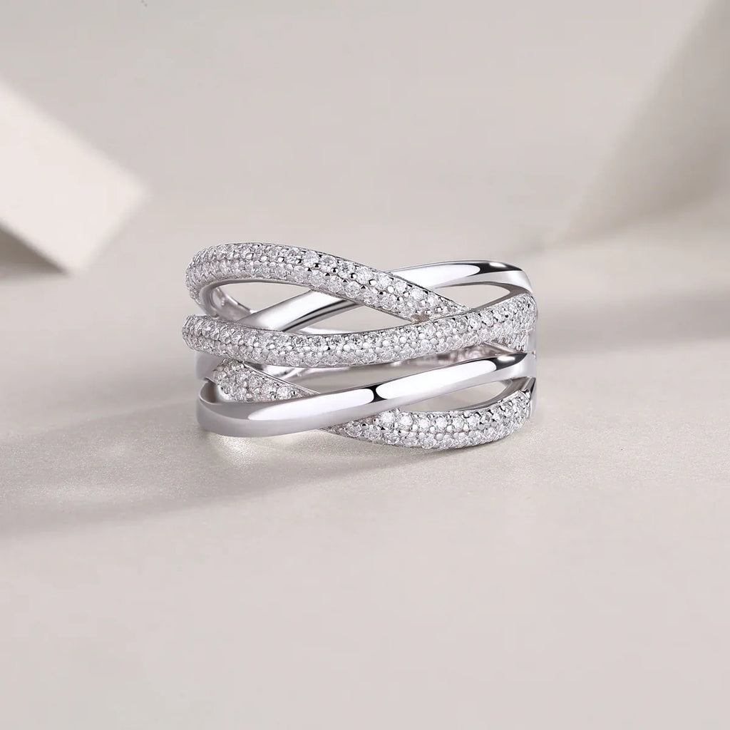 Brilliant Interweaving - A Fashionable And Luxurious Jewelry Accessory Set With Moissanite S925 Sterling Silver And Platinum-plated Diamond - AURIEVAA