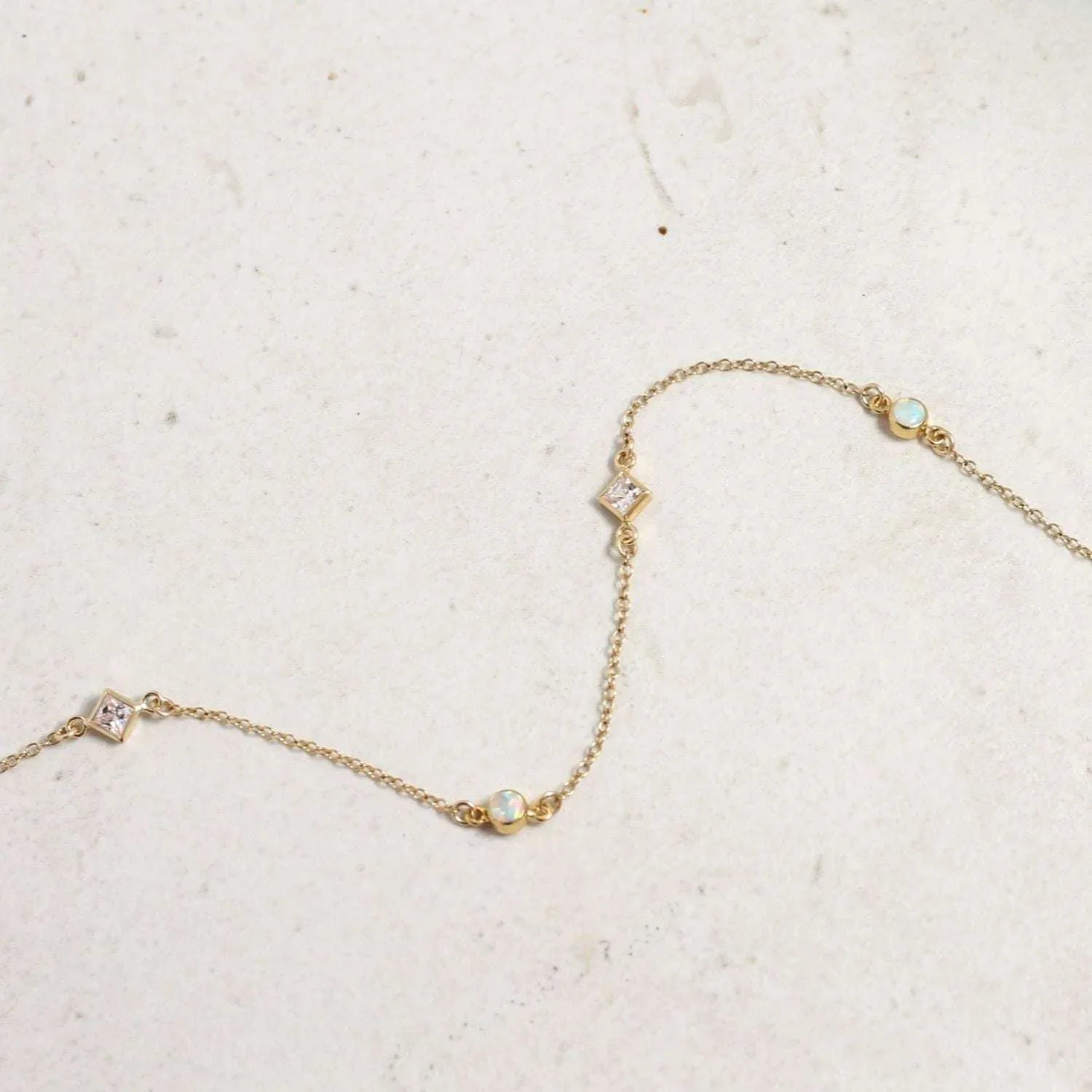 Diamond and Opal Station Chain - AURIEVAA