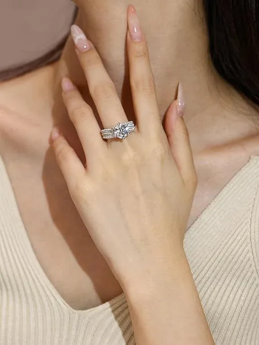 5ct Moissanite Engagement Rings For Women, 11MM Center Stone, D Color VVS1 Created Moissanite Wedding Promise Proposal Rings For Women Her, Anniversary Luxurious Bridal Gift - AURIEVAA