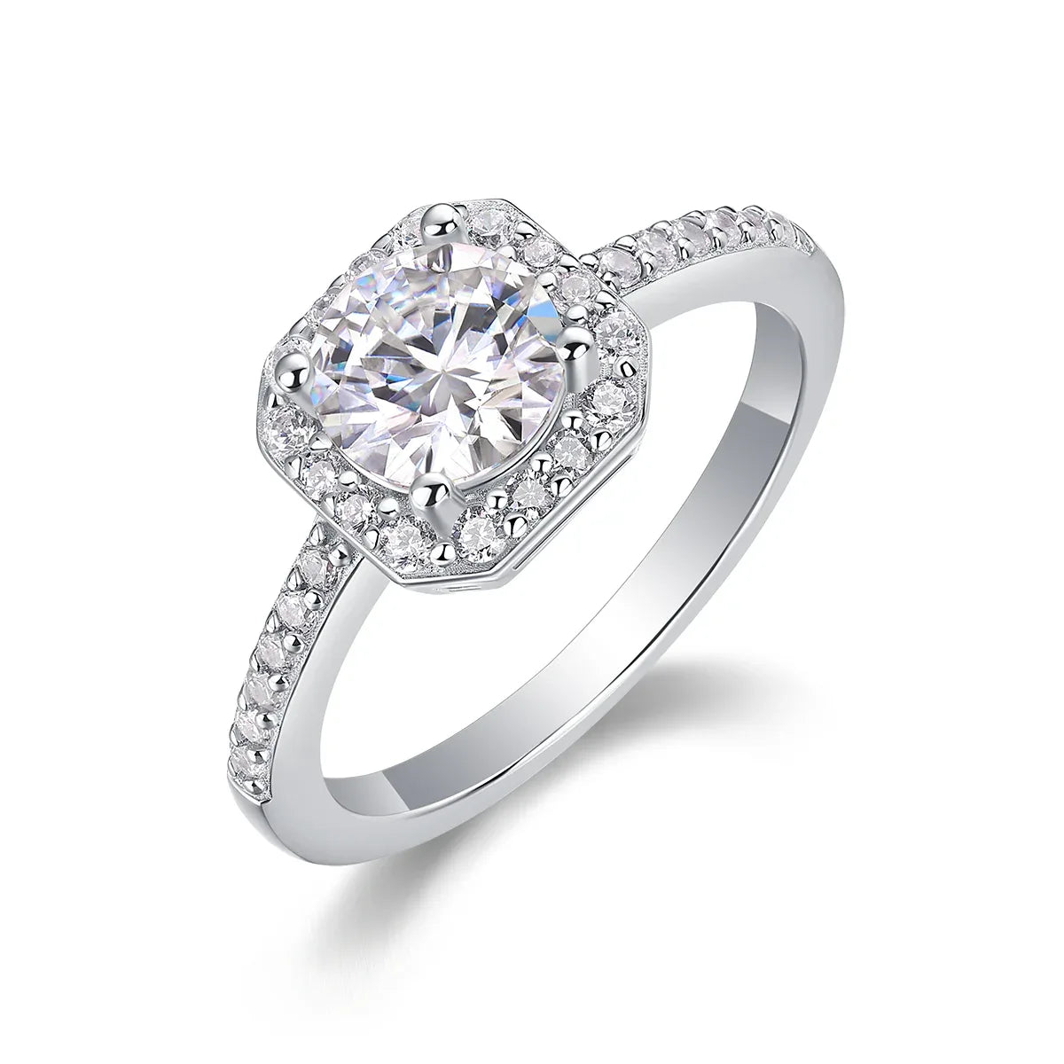 A Wonderful Connection - A Wedding Ring Set With 1-carat Top-quality Moissanite S925 Silver And Platinum-plated Diamond. The Ring Can Be Tested With A Diamond Pen - AURIEVAA