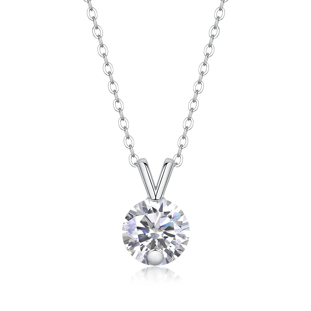 Diamond Sparkle V-chain Luxury Fashion Diamond Pendant Necklace Set With Mosan Diamond Silver Ornaments - AURIEVAA