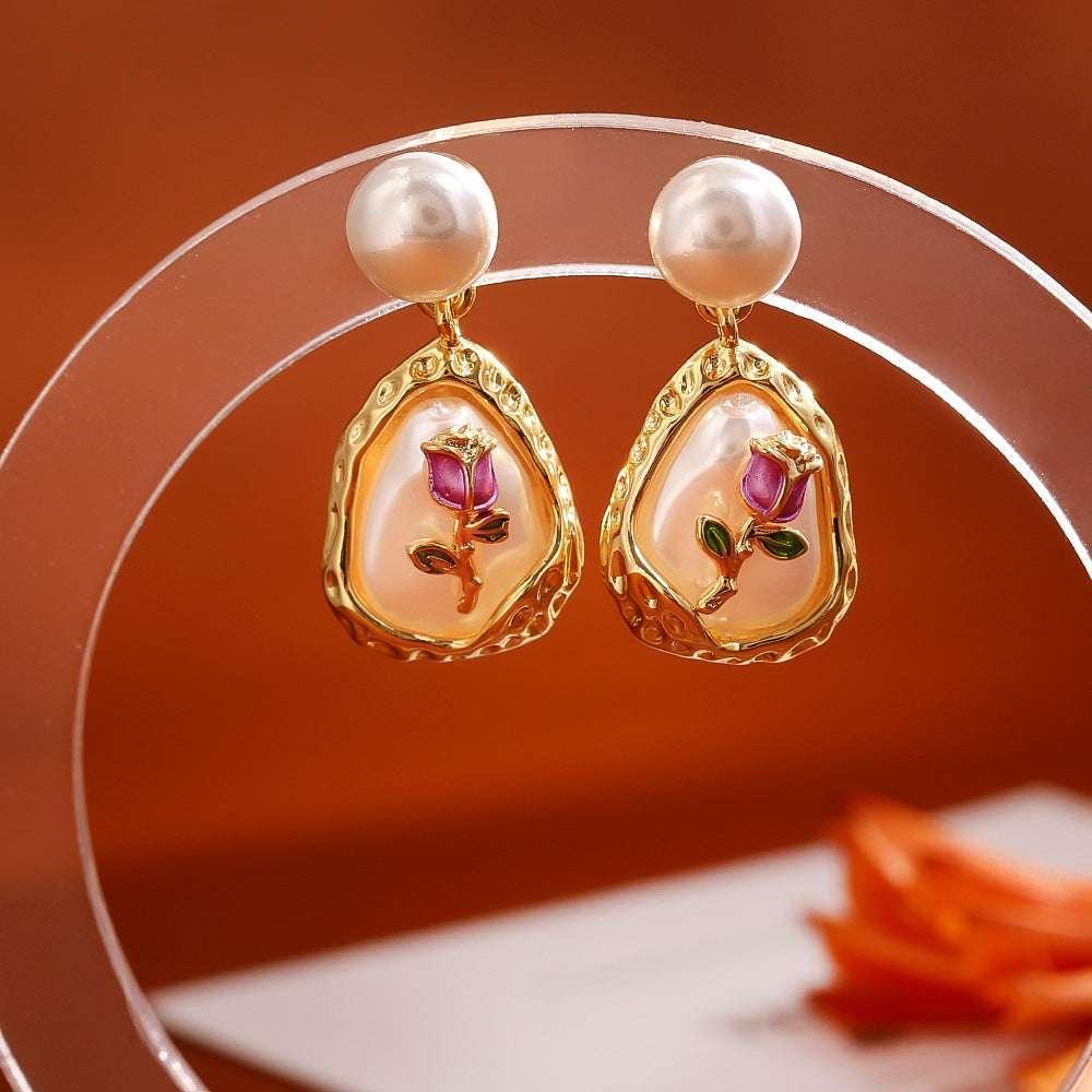 Baroque Pearl Stud Earrings High-grade Exquisite Elegant Graceful - AURIEVAA