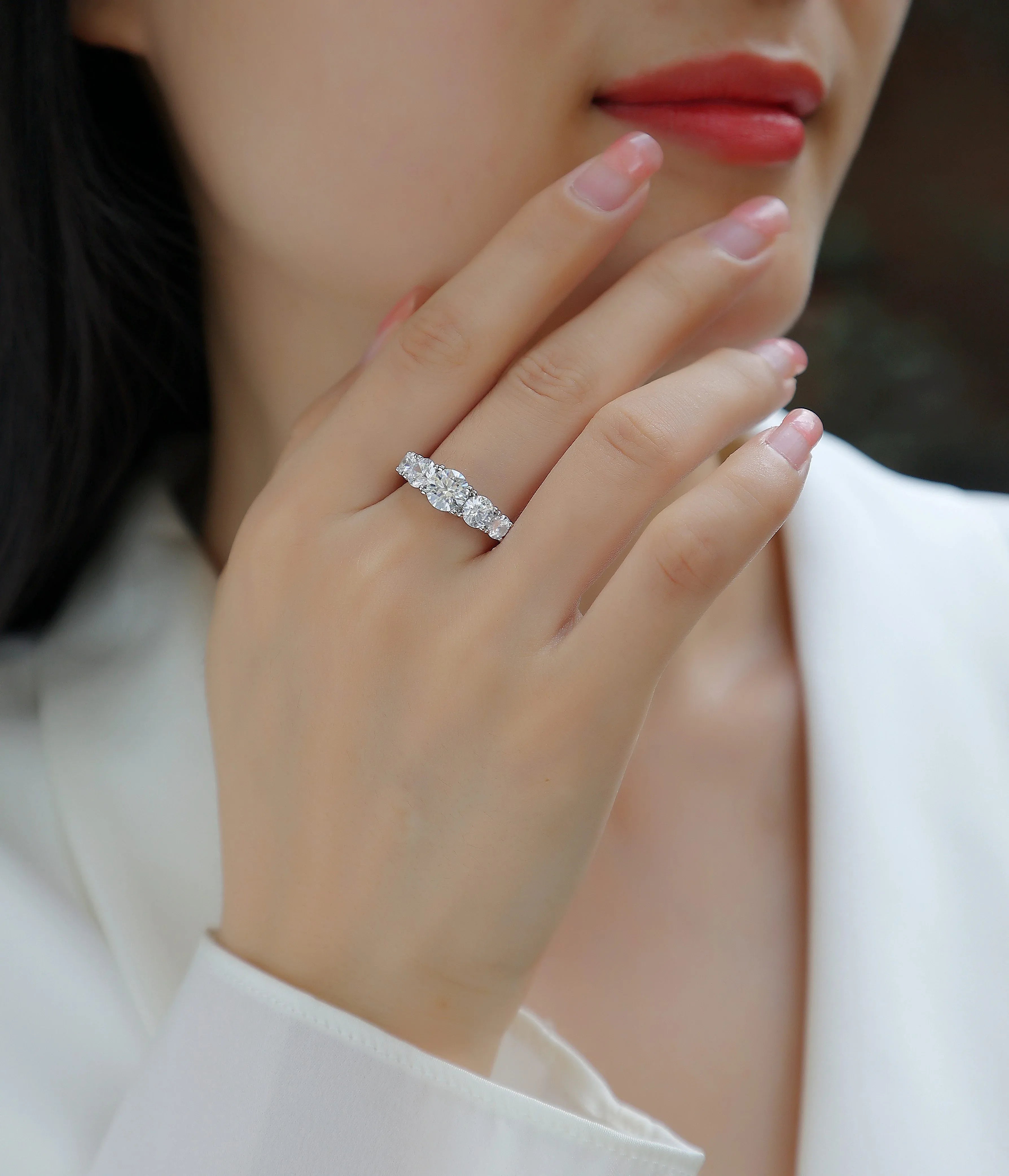 Deep Affection - Set With 1-carat Top-quality Moissanite S925 Silver And Platinum-plated Diamond Wedding Ring. The Ring Can Be Tested With A Diamond Pen In Gold And Rose Gold - AURIEVAA