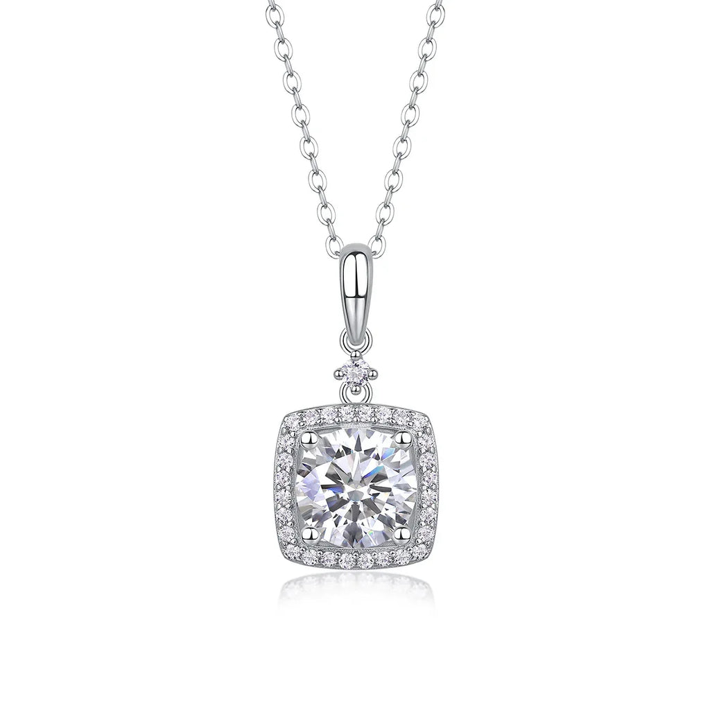 Innocent Mary Luxury Fashion Diamond Pendant Necklace Set With Mosan Diamond Silver Ornaments - AURIEVAA