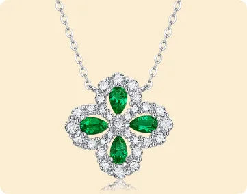 925 Silver Colorful Pendant With Chain To Cultivate Emerald - AURIEVAA