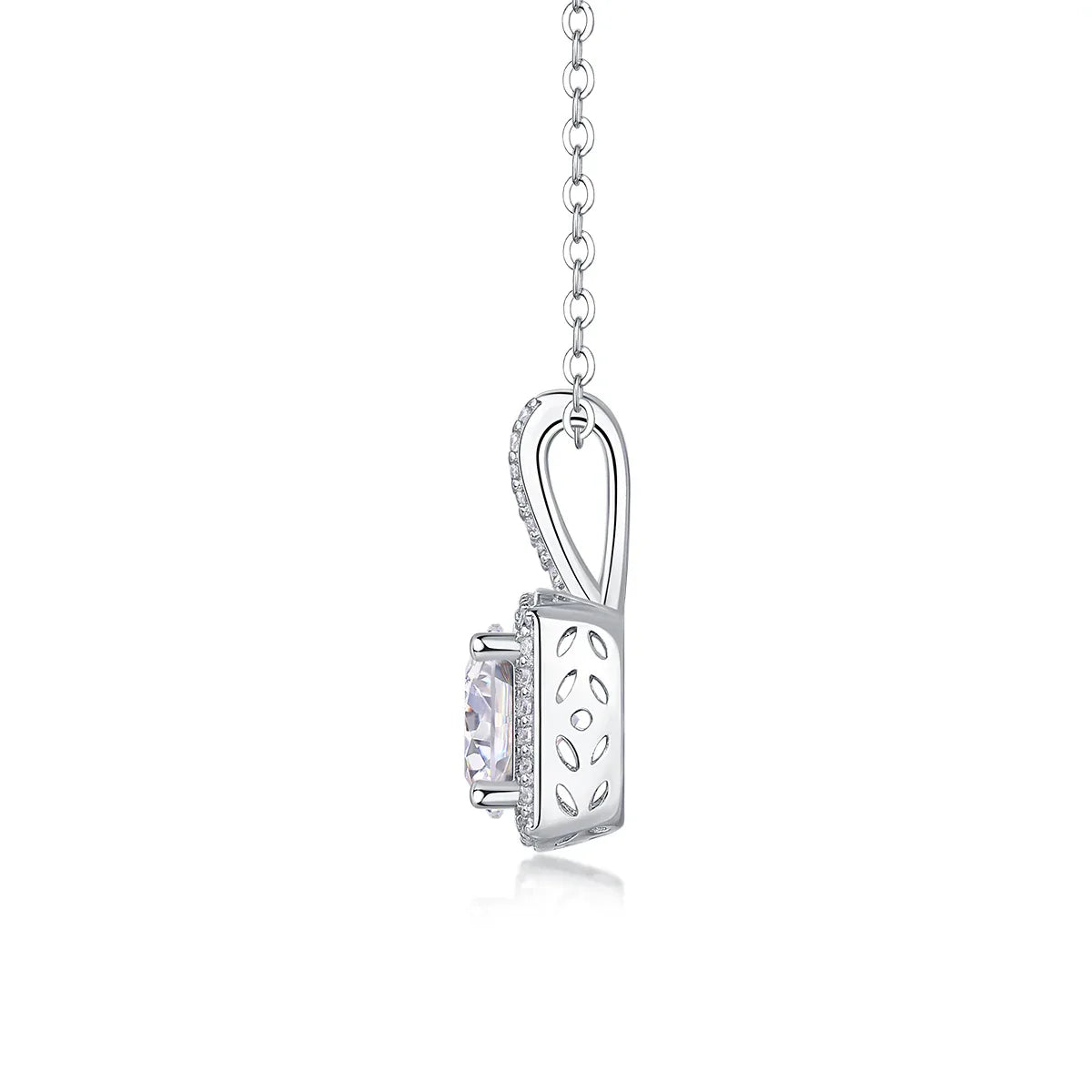 Small Square Diamond - A Fashionable And Luxurious Diamond Jewelry Piece Set With 2-carat Moissanite S925 Sterling Silver And Platinum-plated Pendant - AURIEVAA