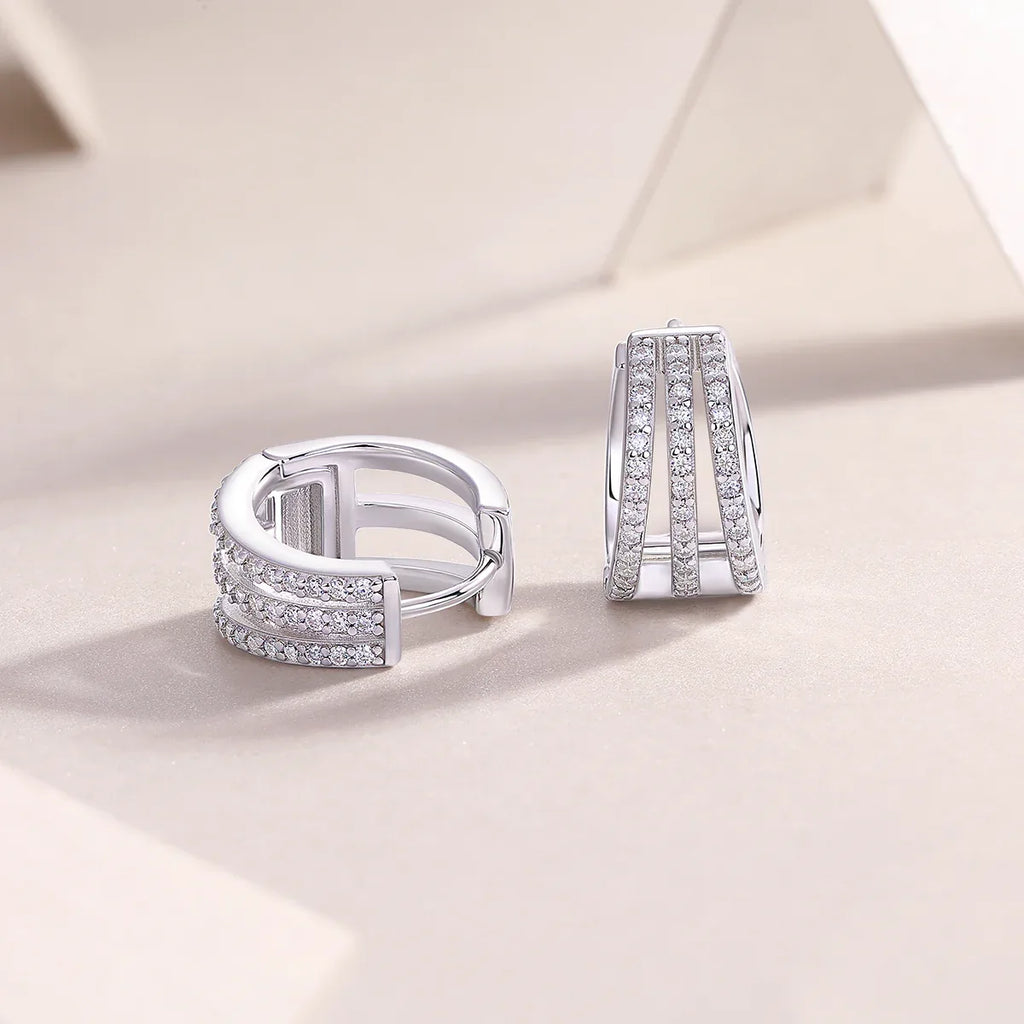 Human March Luxury Fashion Diamond Earrings Stud Inlaid With Mosan Diamond Silver Jewelry - AURIEVAA