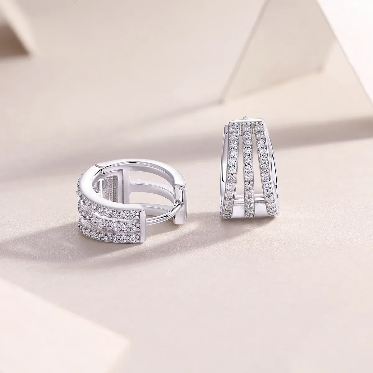 Human March Luxury Fashion Diamond Earrings Stud Inlaid With Mosan Diamond Silver Jewelry - AURIEVAA