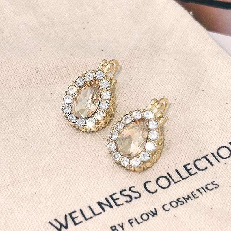 Fashion Double-sided Rhinestone Zircon Water Drops Ear Clip - AURIEVAA