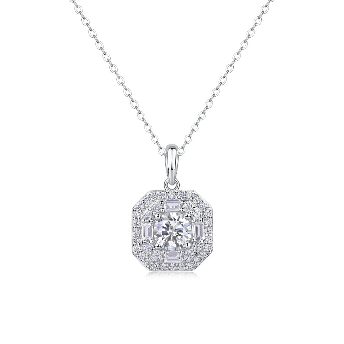 Small Square Bag Luxury Fashion Diamond Pendant Necklace Set With Mosan Diamond Silver Ornaments - AURIEVAA