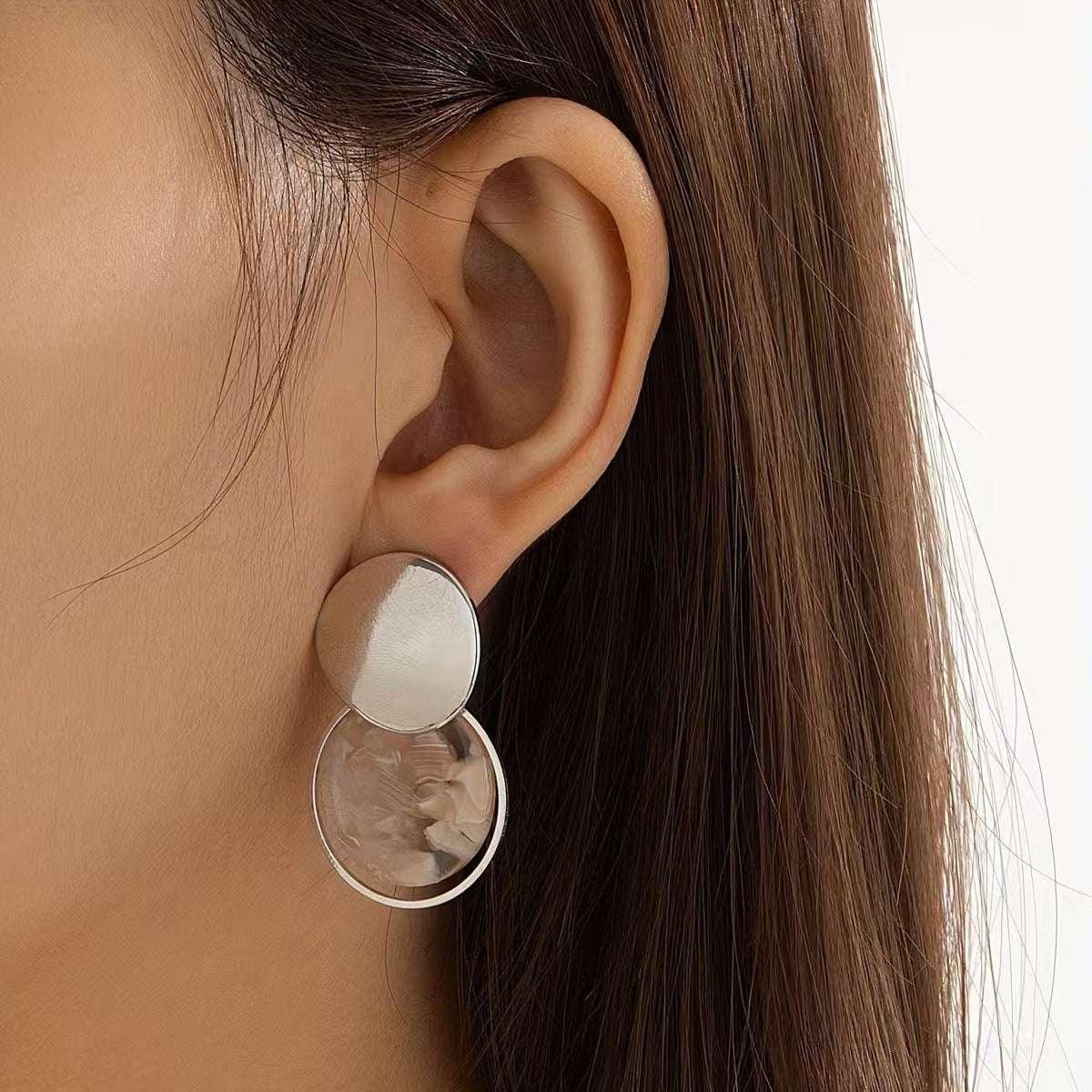 Japanese And Korean Fashion Matte Marble Pattern Earrings - AURIEVAA