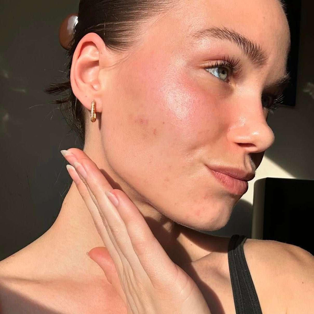 Rectangle Stone Earrings - Gold with White Stone - AURIEVAA