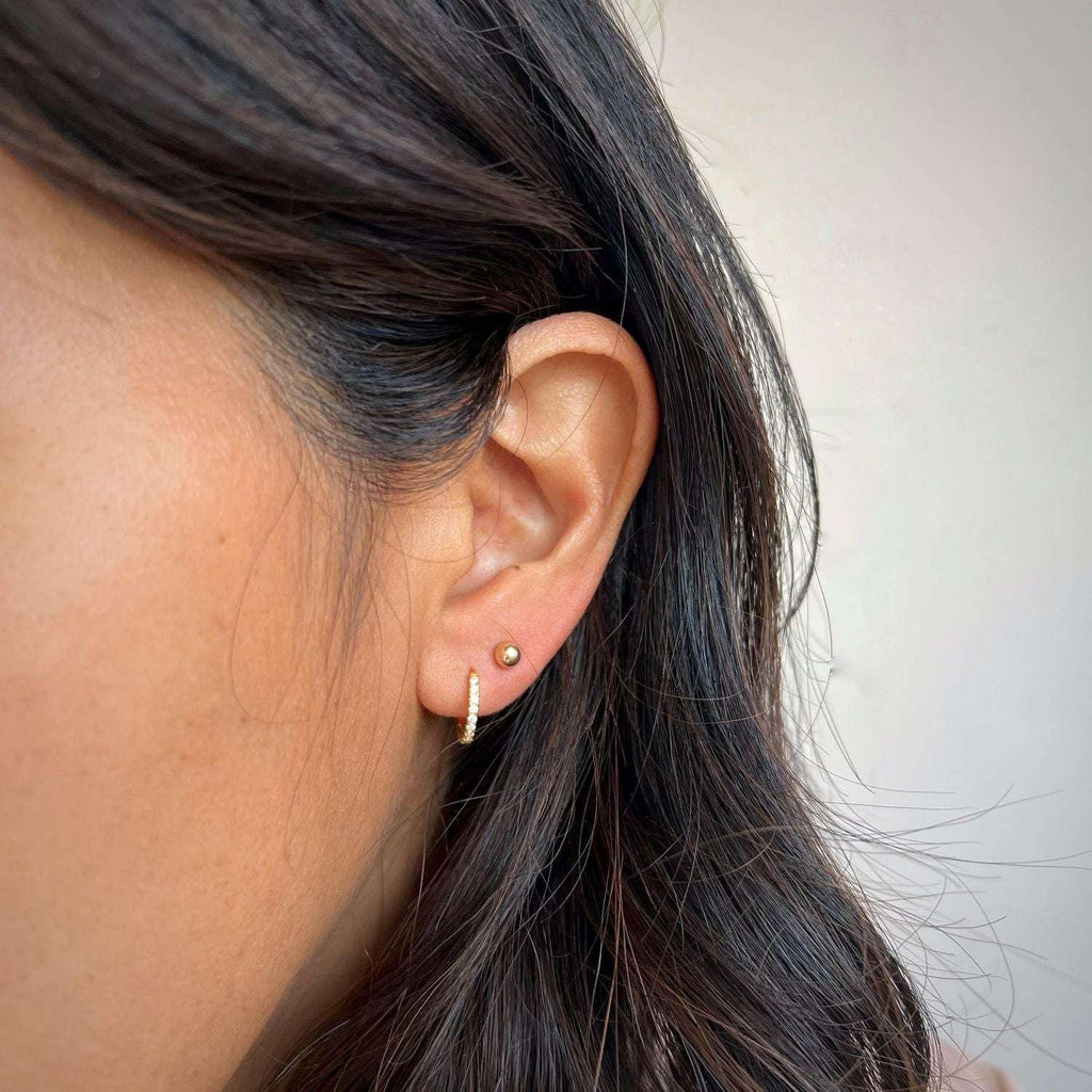 Reversible Pave Crystal Huggie Hoops - AURIEVAA