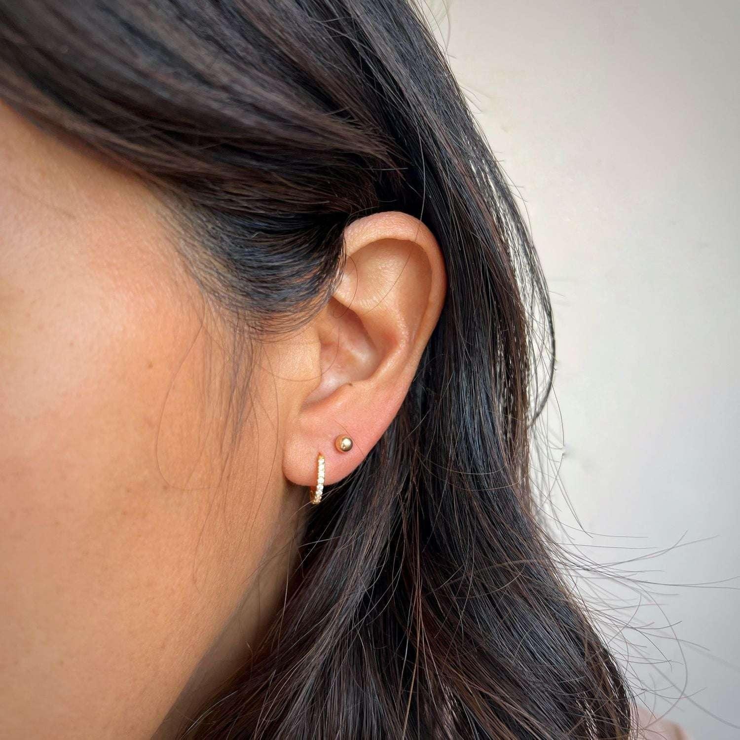 Reversible Pave Crystal Huggie Hoops - AURIEVAA